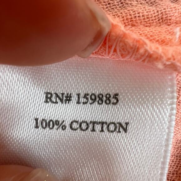 BOBI Coral Orange Scoop Neck Sleeveless Gauze Cotton Seersucker Mini Dresss S - Picture 8 of 10